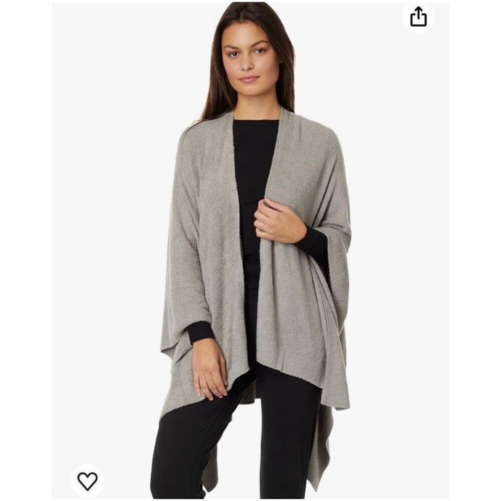 Barefoot Dreams tan chenille soft O/S drape cozychic lite wrap
